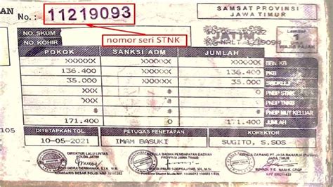 nomor seri stnk motor